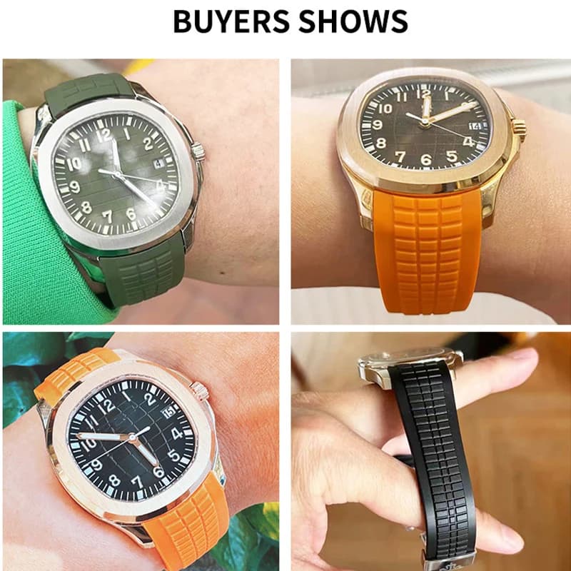 21mm Rubber Watch Strap Bracelet Fit for Grenade 5164 5167 Watch Case With Deployment Folding Buckle Silicone Watch Band