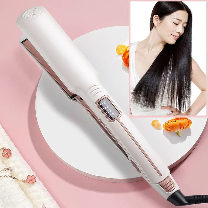 Piastra per capelli professionale per styling da salone Piastre larghe Piastra per capelli a infrarossi Cura dei capelli per rivestimento in ceramica secca e bagnata