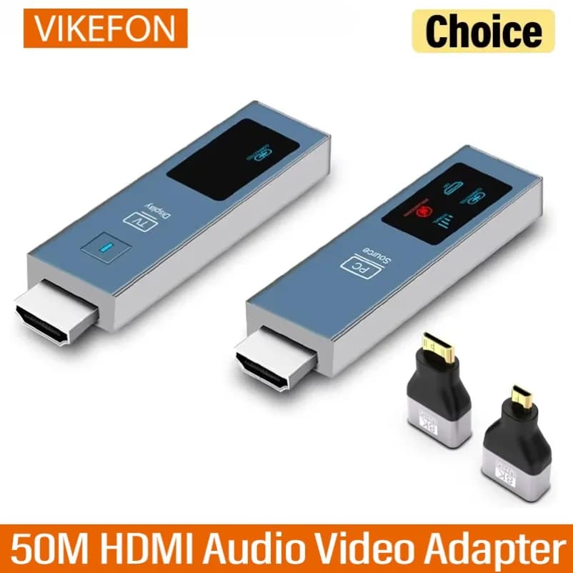 Trasmettitore e Ricevitore HDMI Wireless 5.8G 50M, Adattatore per Trasmissione Audio Video, Cavo Extender HDMI per Mirroring Schermo da Fotocamera, DV, PC a TV