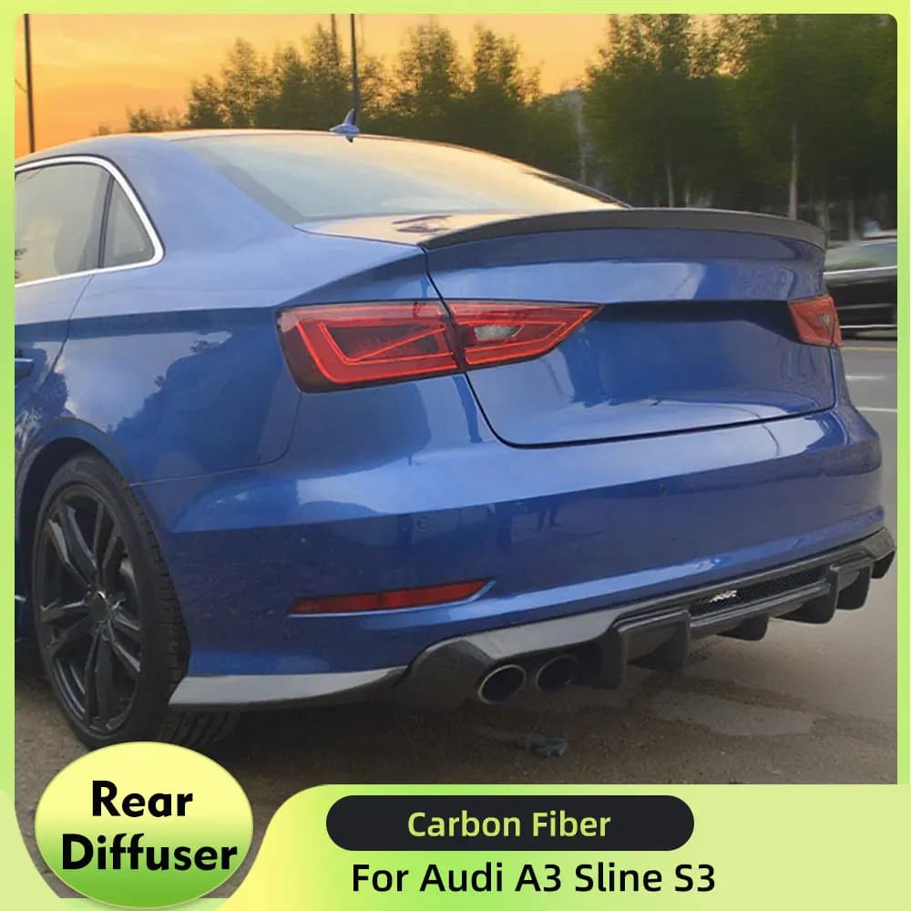Car Rear Bumper Diffuser Lip for Audi A3 Sline S3 Sedan 2013-2016 Carbon Fiber Rear Diffuser Lip Spoiler Rear Body Kits
