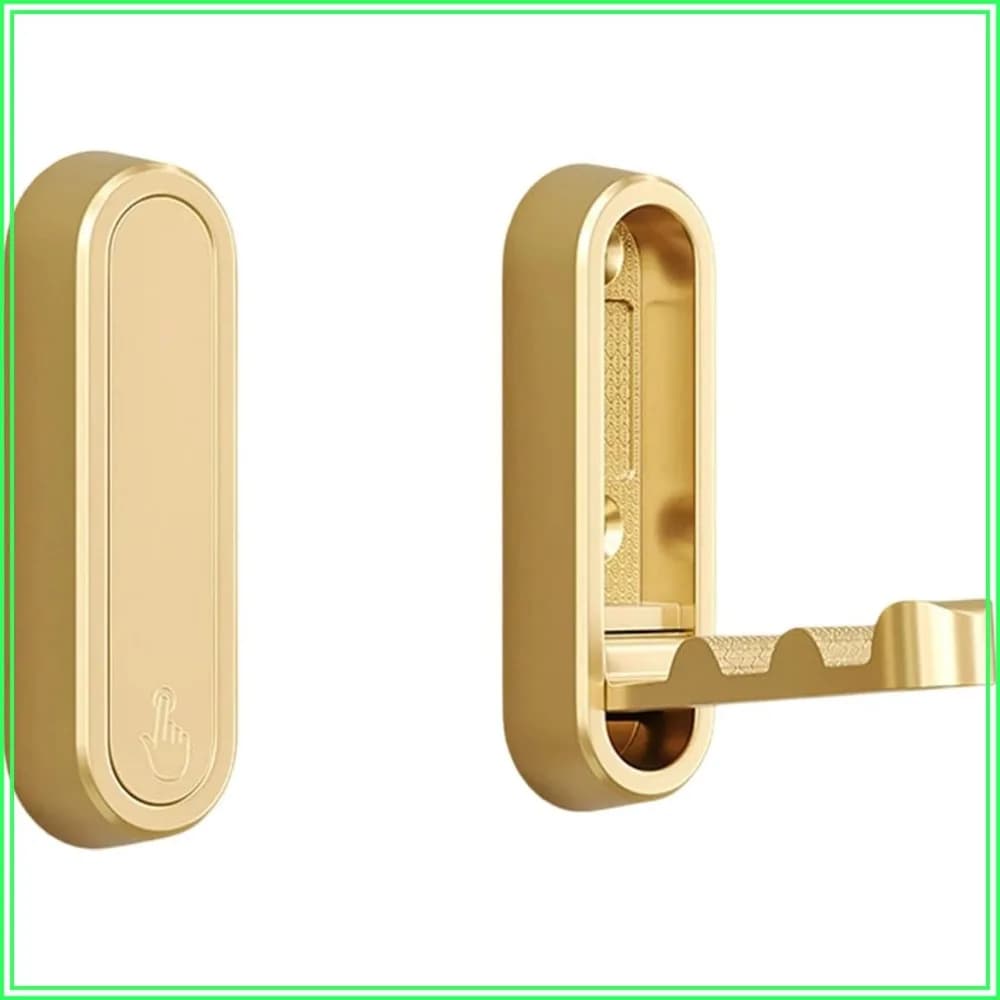Foldable Wall Hooks for Hanging Coats, Scarves, Hats, Bathrobes, Keys, Bags (Gold)