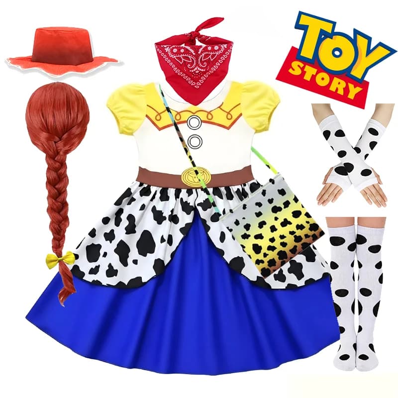 Costume da Cowgirl Jessie di Toy Story per Bambine, Vestito con Stampa Cartoon a Maniche Corte, Outfit per Halloween, Feste di Compleanno e Cosplay
