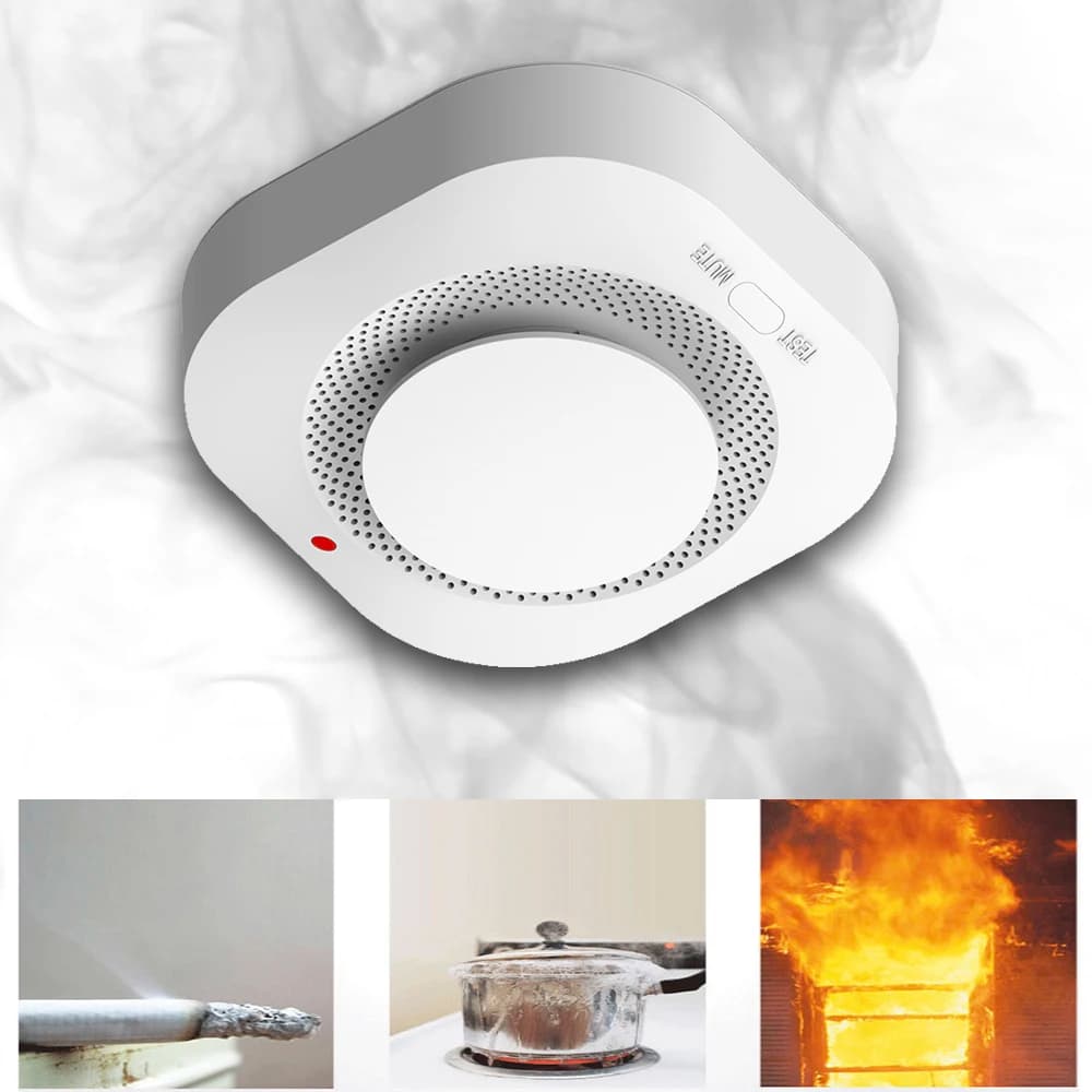 Sensore rilevatore di fumo indipendente Sicurezza di magazzino domestico Allarme antincendio di fumo intelligente Allarme sostituibile