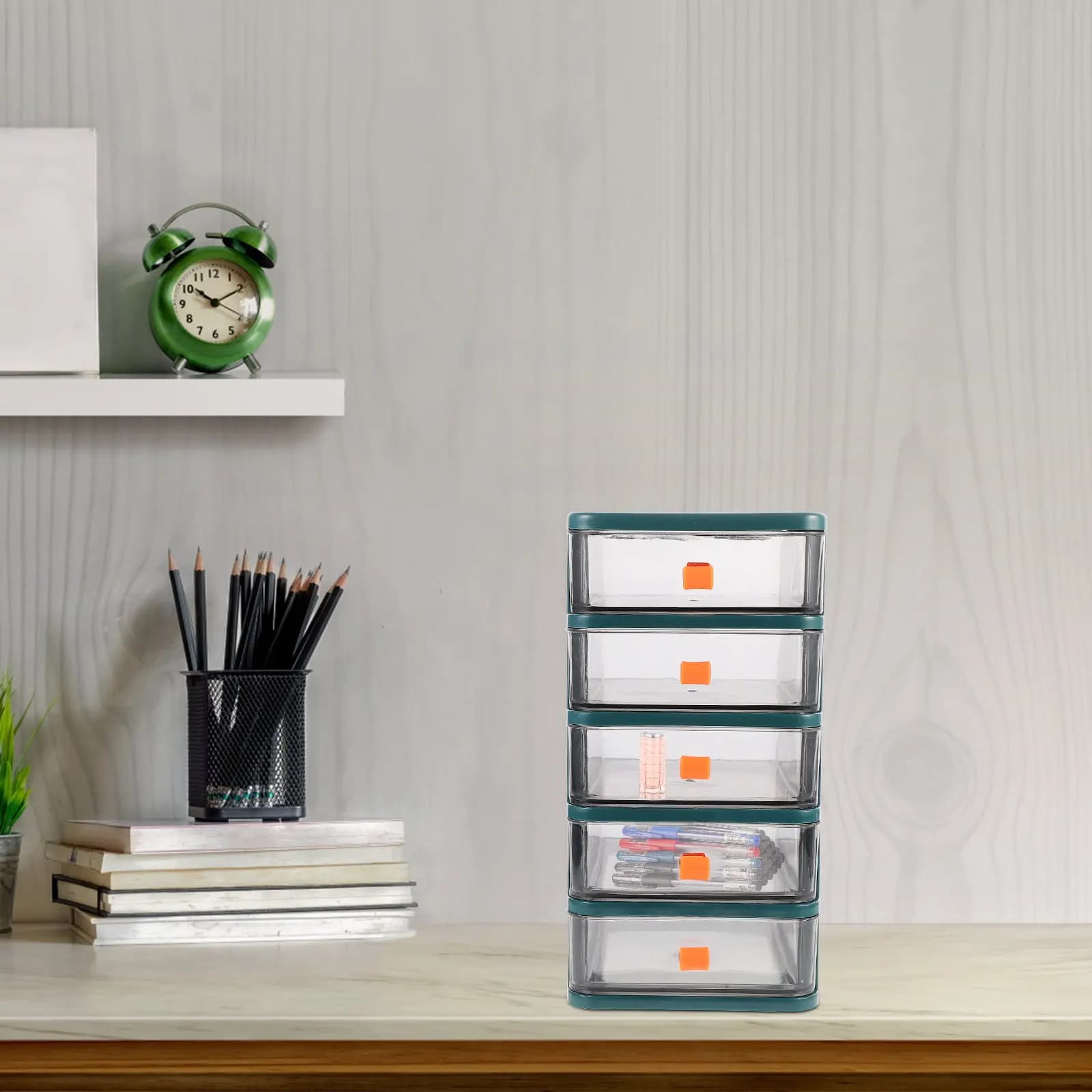 Organizzatore da Scrivania a Cassetti per Oggetti Vari, Contenitore Portaoggetti in PP, Design Multi-Livello per Ufficio e Studio