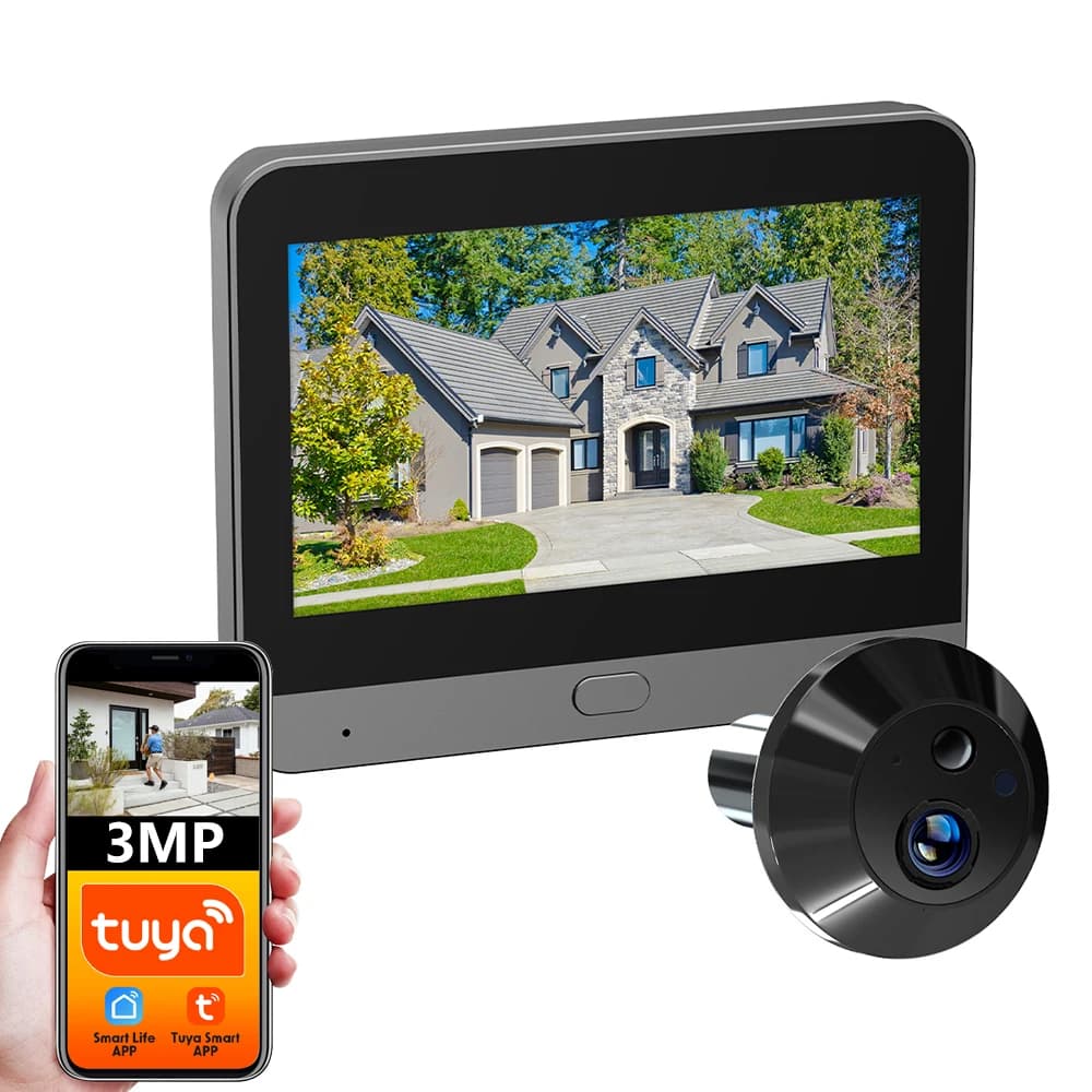 3MP Tuya Smart WiFi Porta digitale Magic Eye Spioncino Visualizzatore Nessuna esposizione notturna rossa Visione Telecamera PIR Alexa Google Wide View 140 °