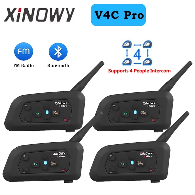 XINOWY 1-4PCS V4C Cuffie Interfono Full-Duplex per Arbitri e Allenatori di Calcio, Comunicazione simultanea tra 2-4 persone, Batteria da 850mAh, Riduzione del rumore