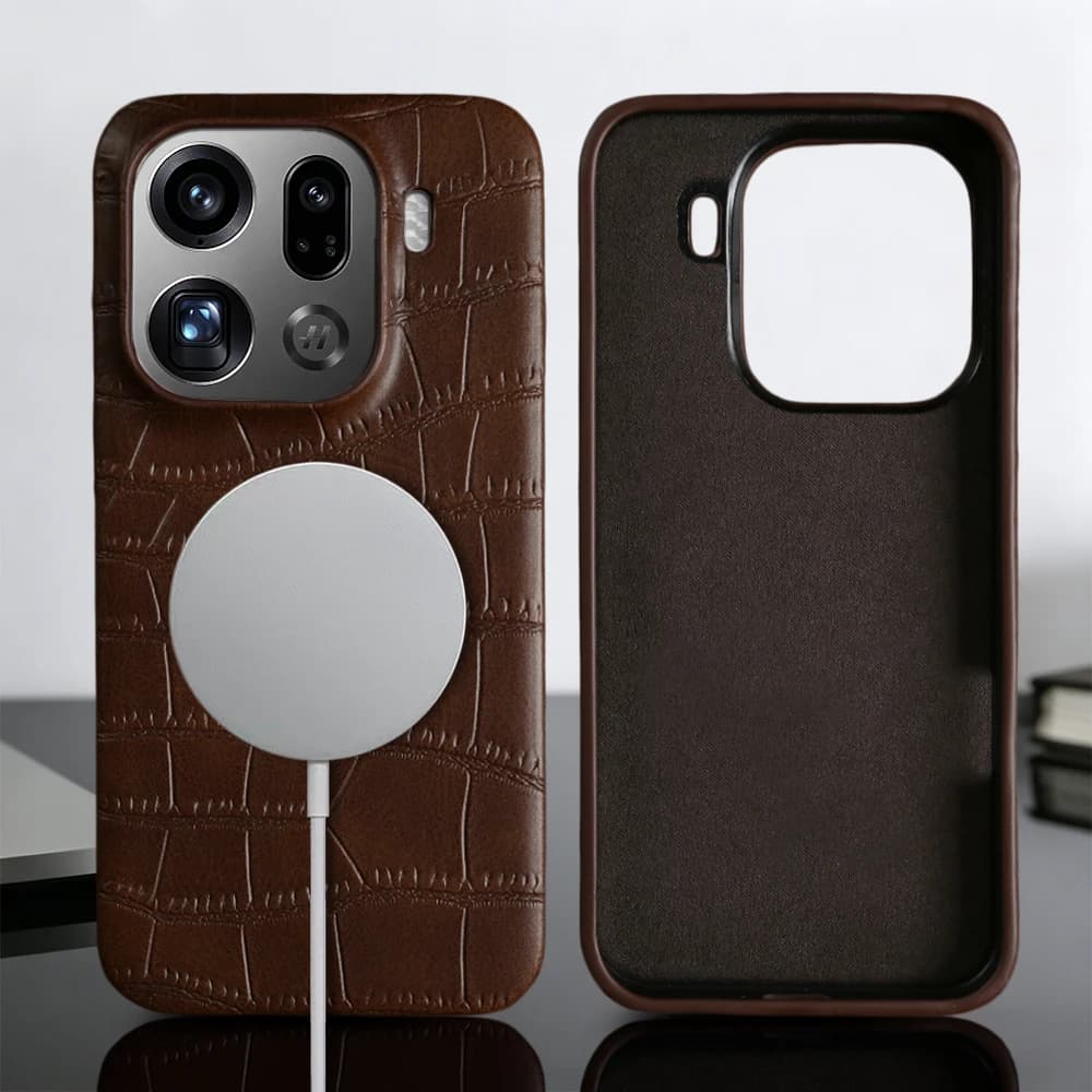Custodia magnetica antiurto in pelle di coccodrillo per OPPO Find X9 Ultra X8 Pro X7 X6 Reno9 Reno 9 Pro Plus, cover posteriore rigida