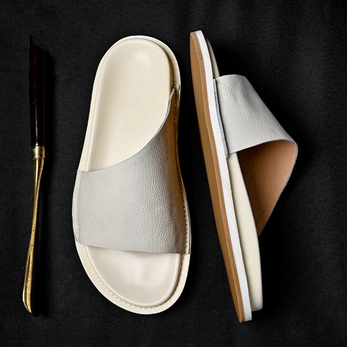 High Quality Soft Men Genuine Leather Slippers 2025 Summer Casual Comfortable Shoes Men Handmade Sandals Shoes