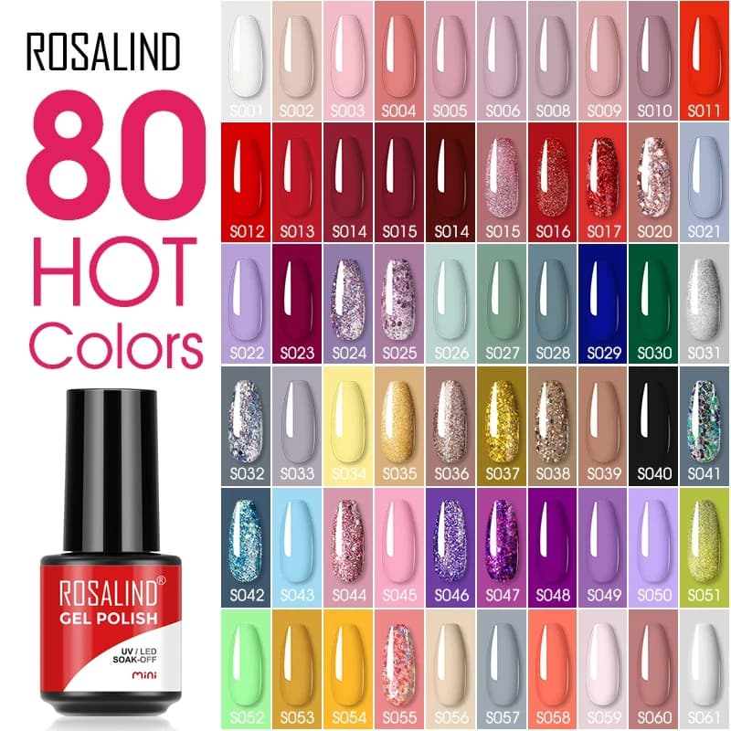 ROSALIND Smalto Gel Glitterato 5ML per Unghie, Manicure, Nail Art, Base e Top Coat, Smalti Gel UV Semipermanenti