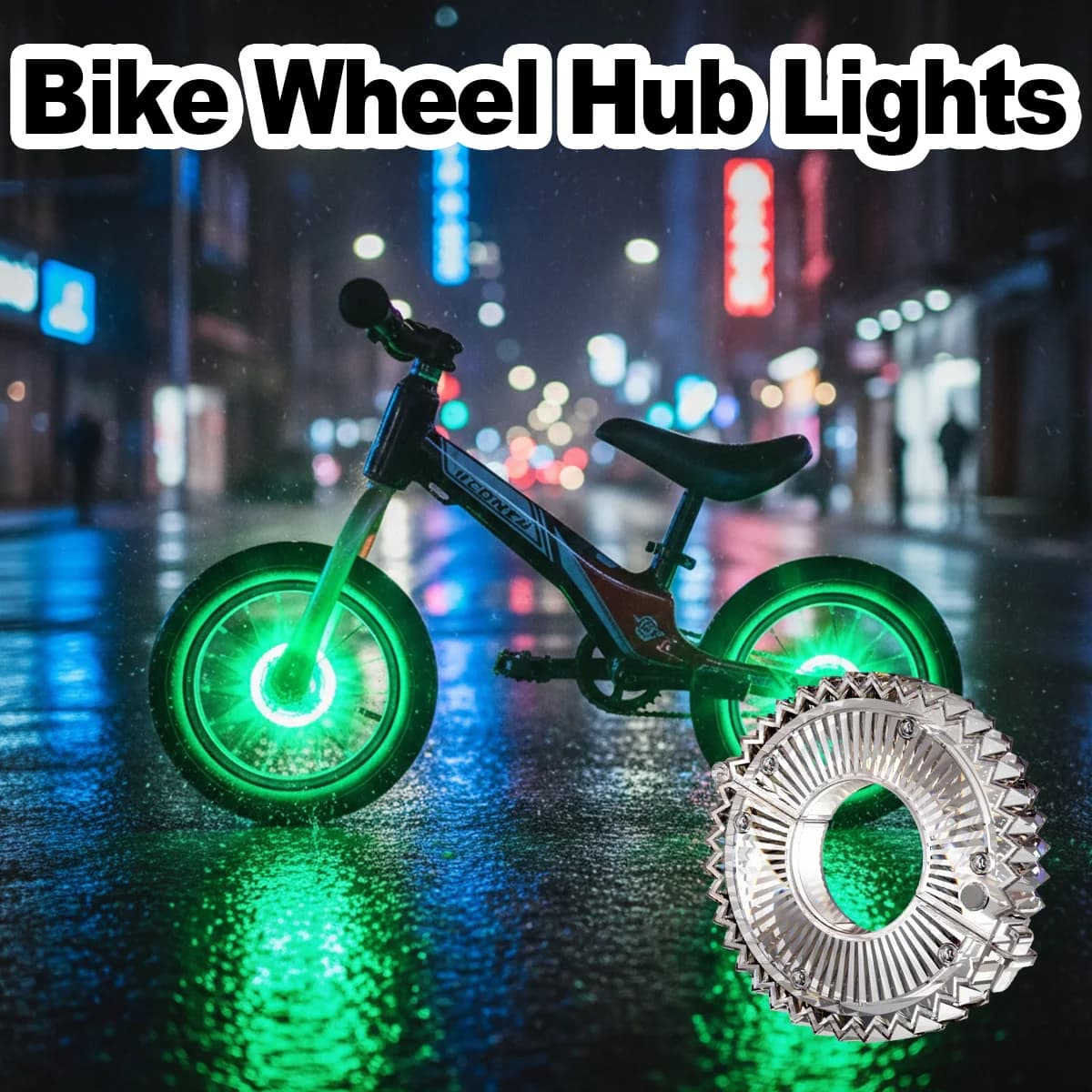 Luce per Ruota Bici Impermeabile USB, Lampada LED Luminosa a 7 Colori Cangianti per Cerchione, Attivazione a Vibrazione, Sicura per Biciclette Senza Pedali per Bambini