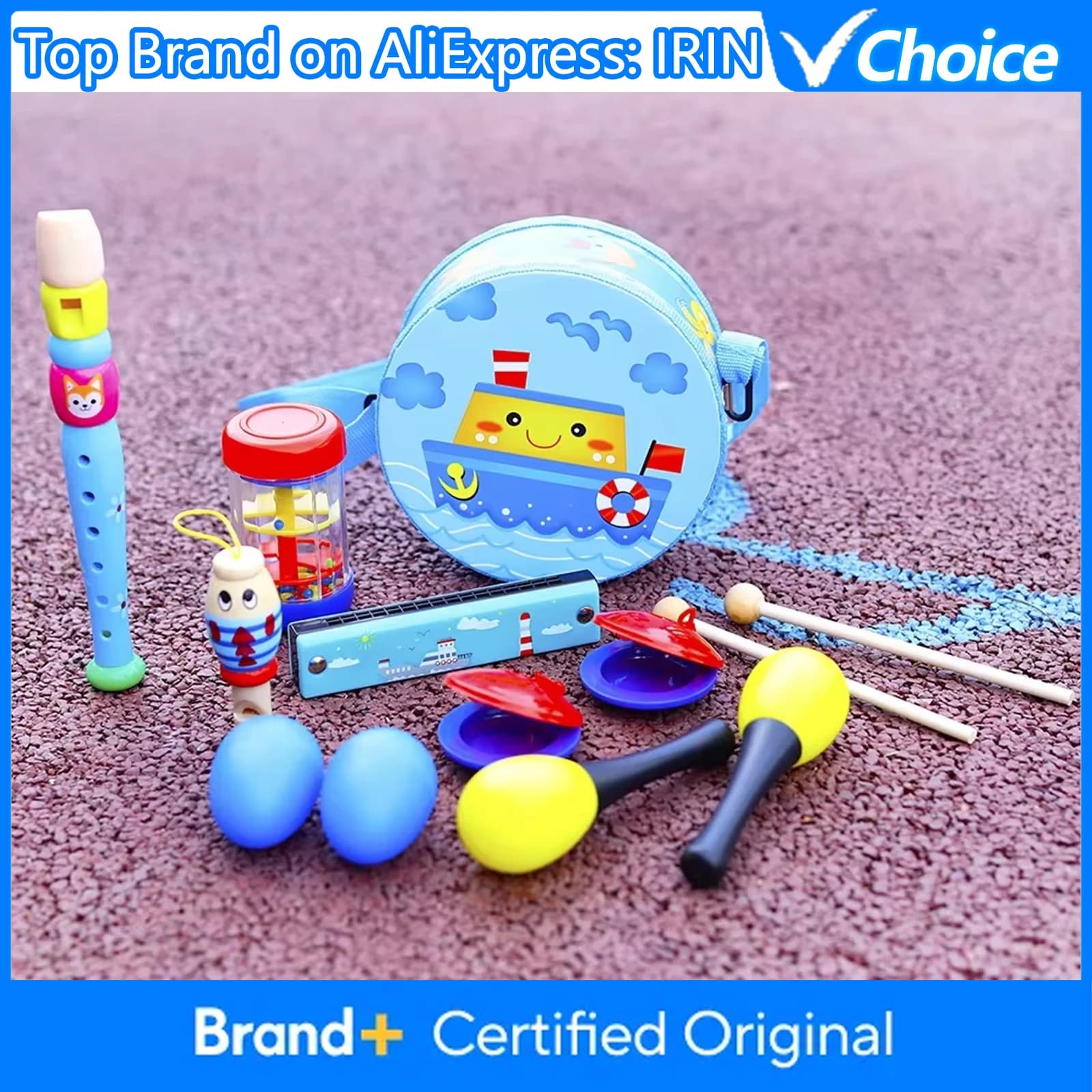Set di Strumenti Musicali Orff 8 Pezzi per Bambini, Giocattoli Musicali per l'Educazione Precoce, Regalo di Natale per Bambini con Borsa per il Trasporto