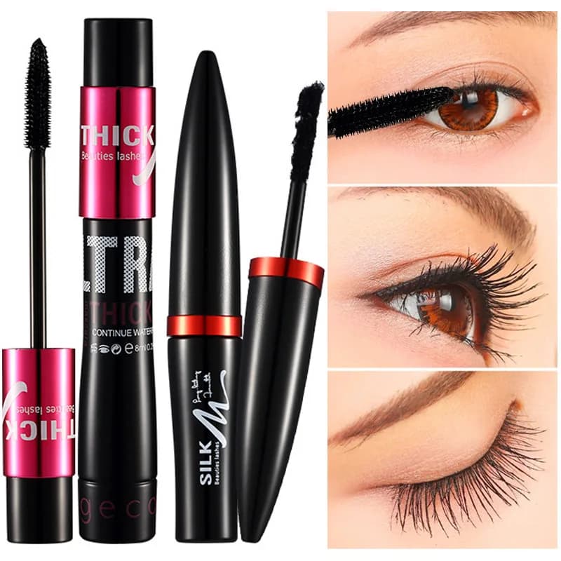 Fiber mascara set with double tubes Naturally curled Long eyelashes Waterproof and long lasting Create without drooping