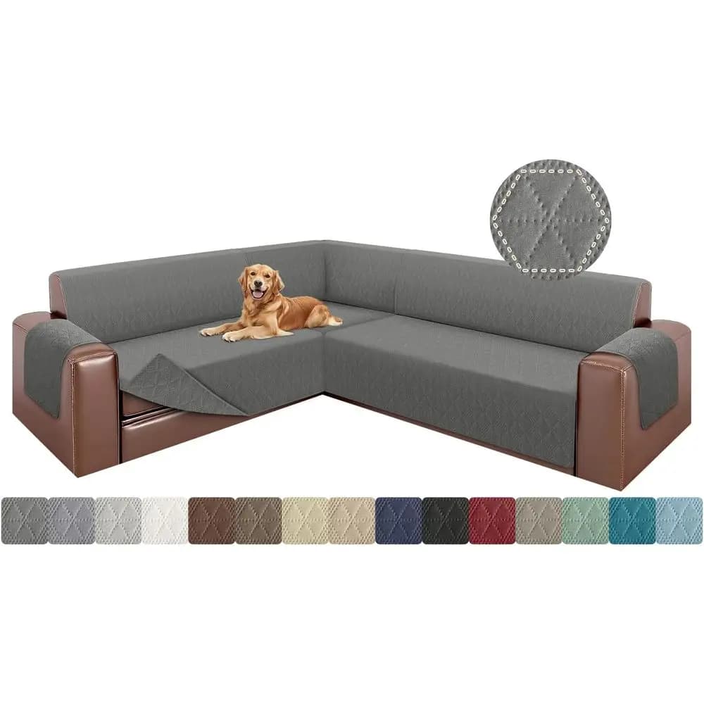 Covers for L Washable and Reversible for Comable Sofas, Suitable for Domestic Animals with Elastic Straps, Extra Large, Grey
