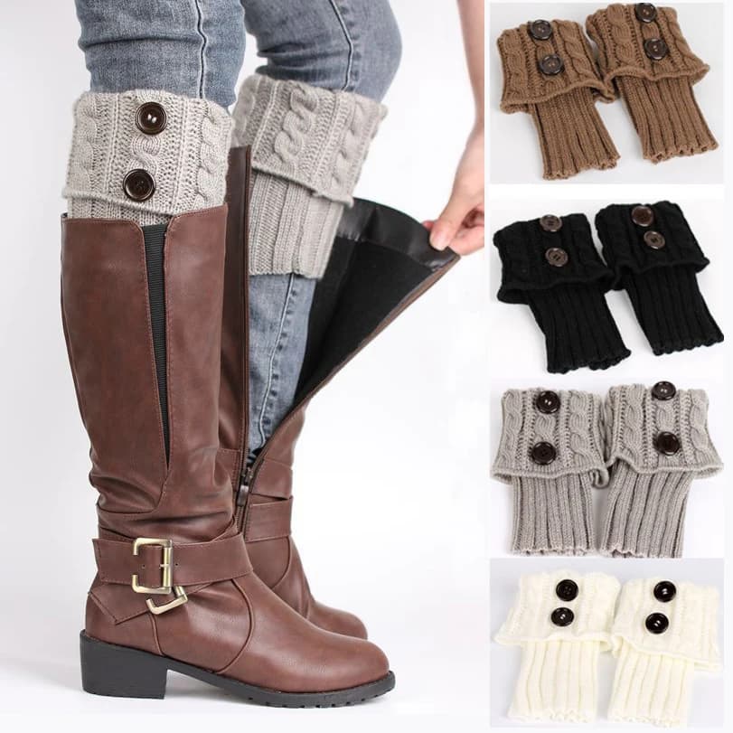 Short Boot Sock Sleeves,Button Detail Leg Warmers,Crochet Knitted Boot Leg Warmers Socks, Women's Stockings & Hosiery
