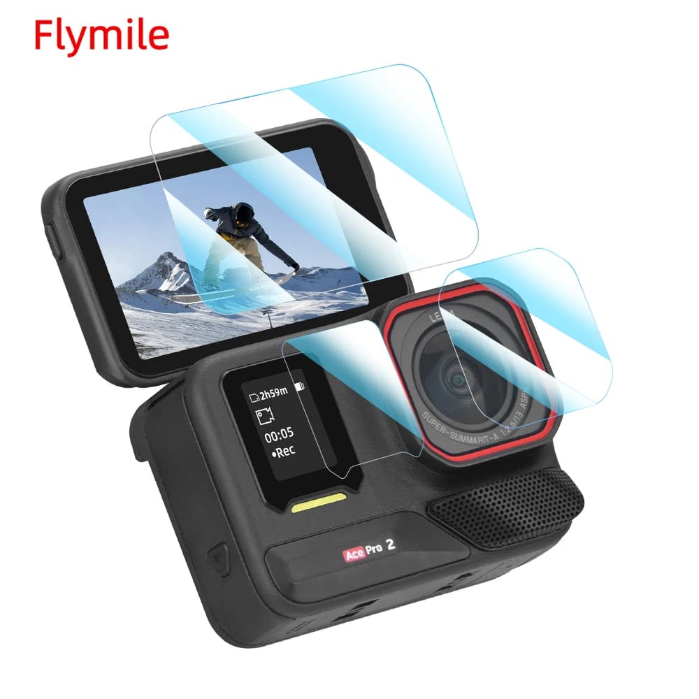 Pellicola protettiva per fotocamera Flymile per Insta360 Ace pro 2 Cover per schermo HD Accessorio per fotocamera con pellicola temperata ultrasottile e sensibile