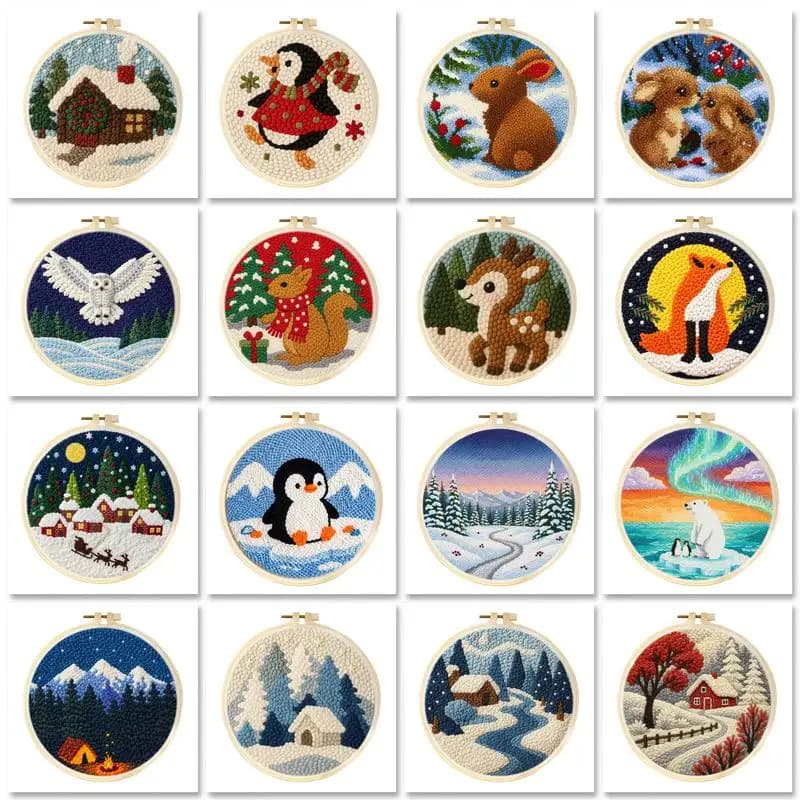 Rabbit Punch Needle Embroidery Wall Decor Adult Craft Kits Animal Starter Needle Point Kit Crafts Beginner Embroidery Kit