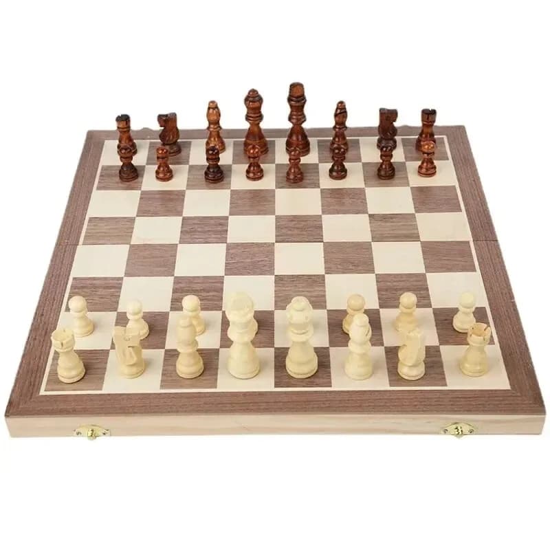 【Best-seller】Set di scacchi pieghevole con pezzi in legno, gioco da tavolo fatto a mano, gioco educativo per bambini e famiglia