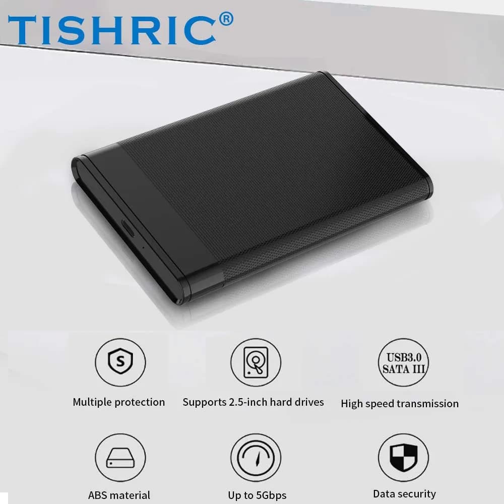 Custodia per disco rigido TISHRIC SSD da 2,5 pollici SATA a USB C Tipo C Custodia per disco rigido esterno Custodia per HDD 2'5 per computer da gioco
