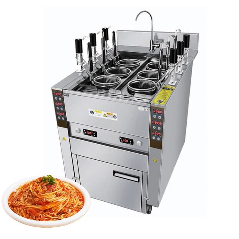 Can Be Customized Commercial Stainless Steel Lifting Noodle Soup Powder Machine Six Automatic Lifting Pasta Stove Intelligent