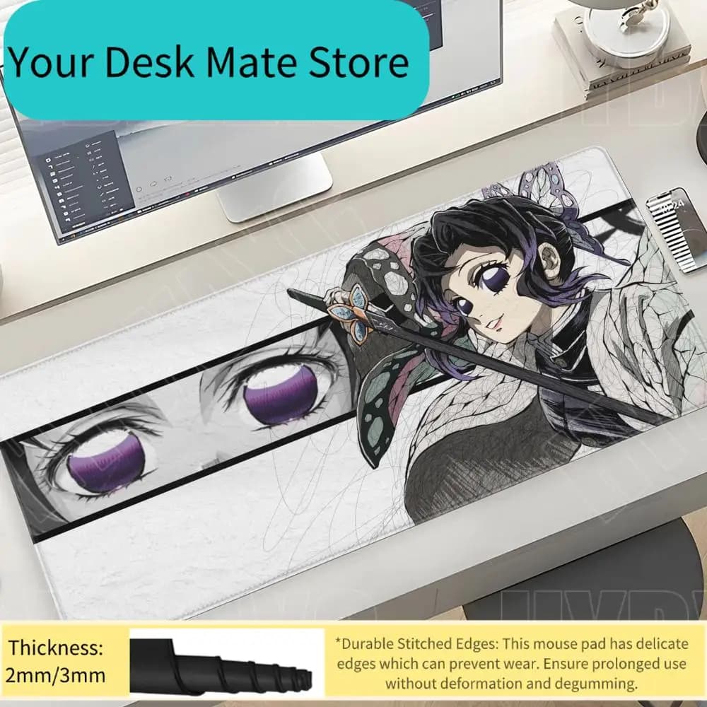 Tappetini per tastiera da gaming D-Demon Slayer, tappetino per mouse Kochou Shinobu, tappetino da scrivania con estetica cartoon, accessori per PC, tappetino per mouse anime