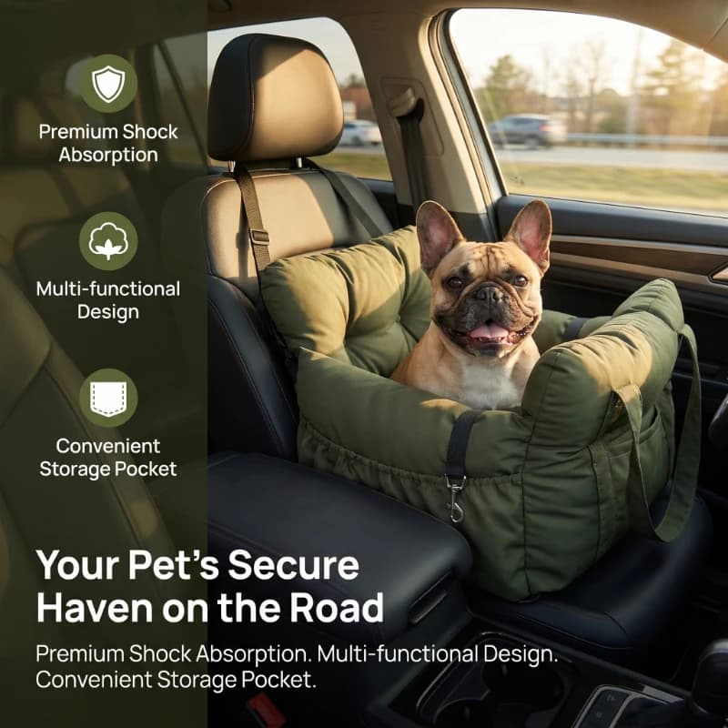Sedile Auto Sicuro per Cani di Piccola Taglia, Cuscino Antiscivolo Lavabile per Animali Domestici con Cinture di Sicurezza Regolabili per Viaggi