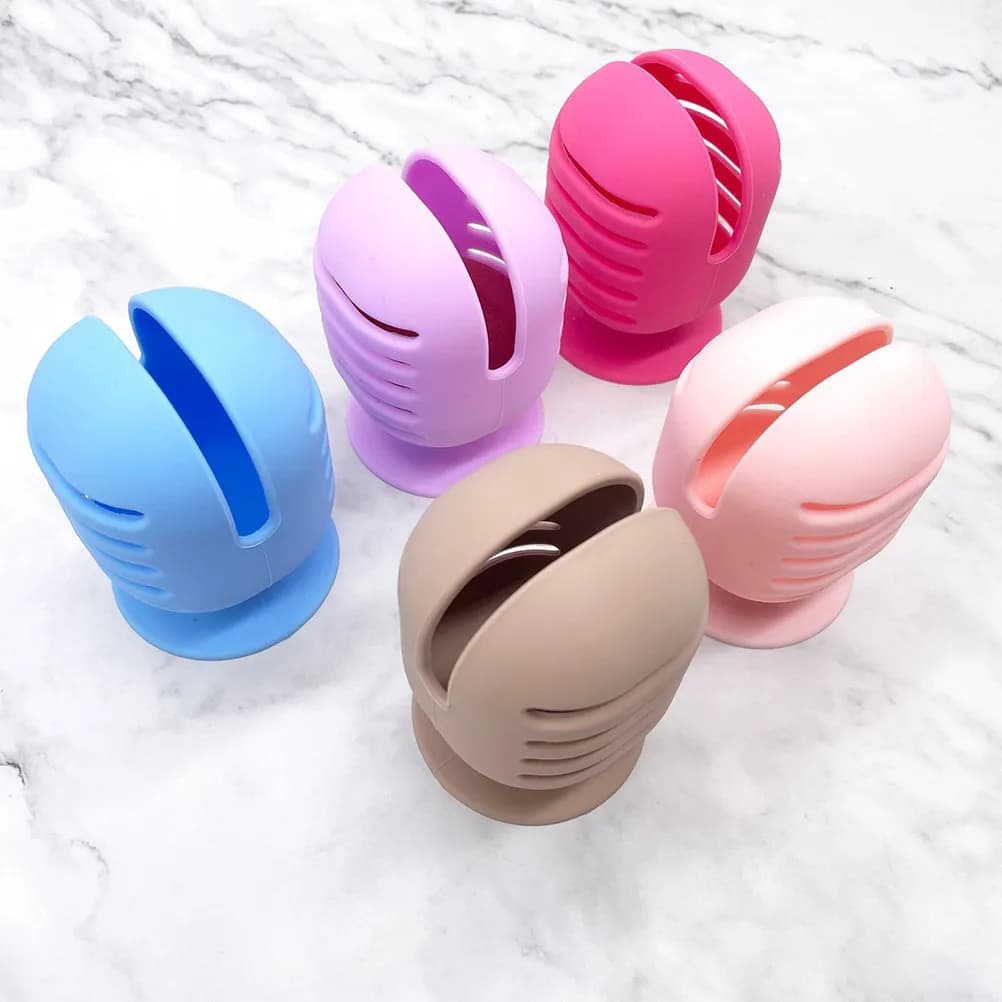 2 makeup sponges silicone supports with fan design for brushes and beauty accessories, reusable for blender storage for makeup