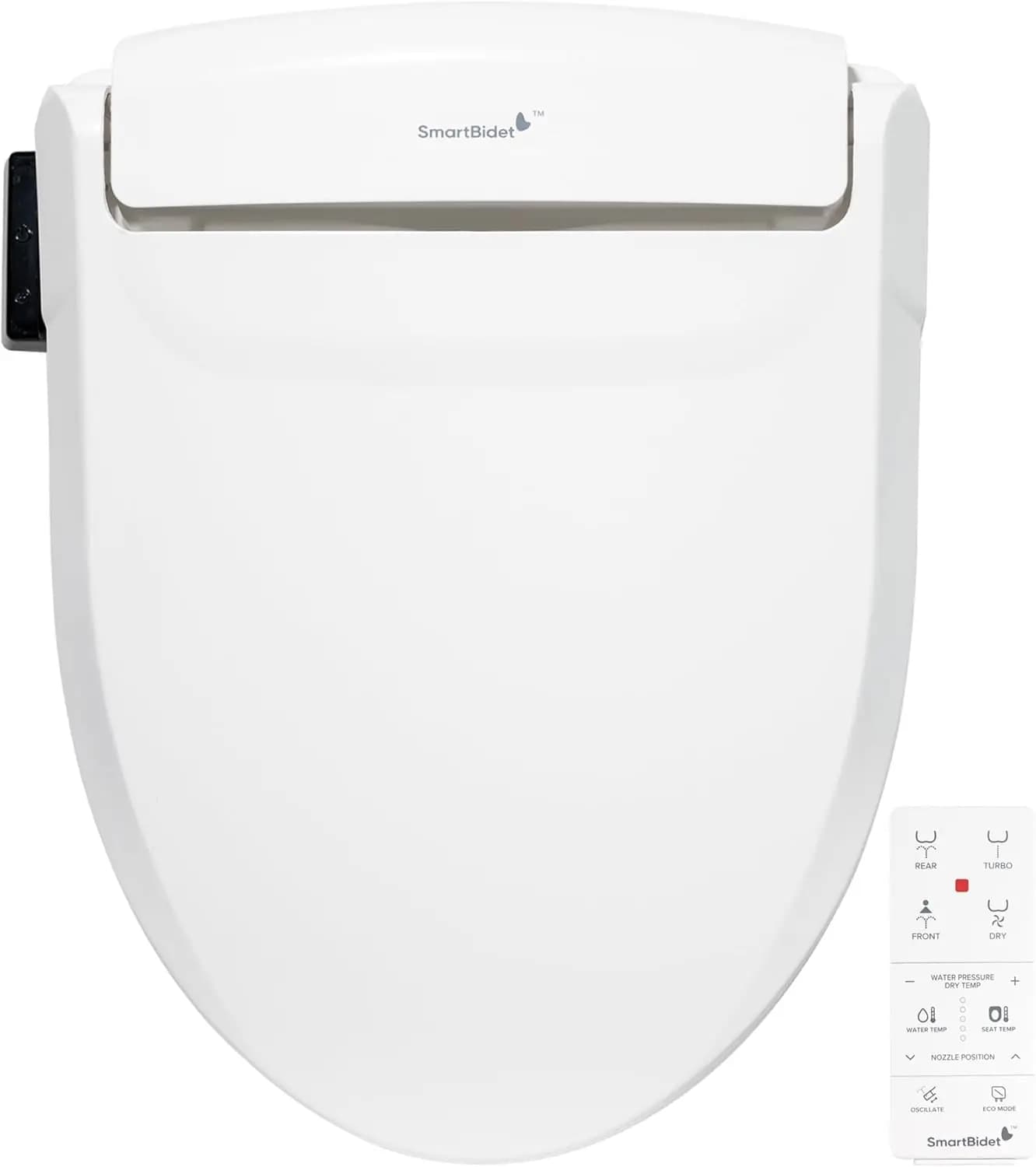 Sedile WC Elettrico Intelligente con Bidet Integrato, Seduta Riscaldata, Acqua Calda, Asciugatore ad Aria e Telecomando per WC Allungati