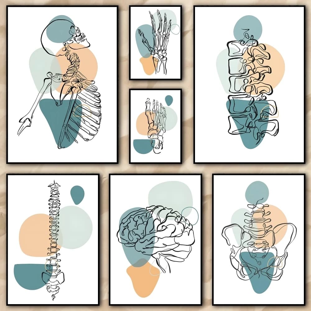 Creative Human Anatomy Painting Calligraphy High Quality Canvas Poster Wall Art For Office Restaurant Home Decoration Set