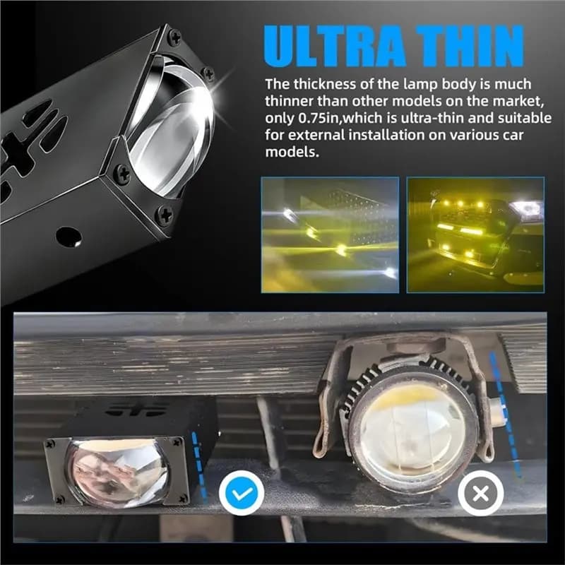 Reliable-Projector Led Fog Lights, Mini For Car Grills 2PCS For Car/Truck Offroad/UTV ATV/Motorcycle Driving Light Work Light