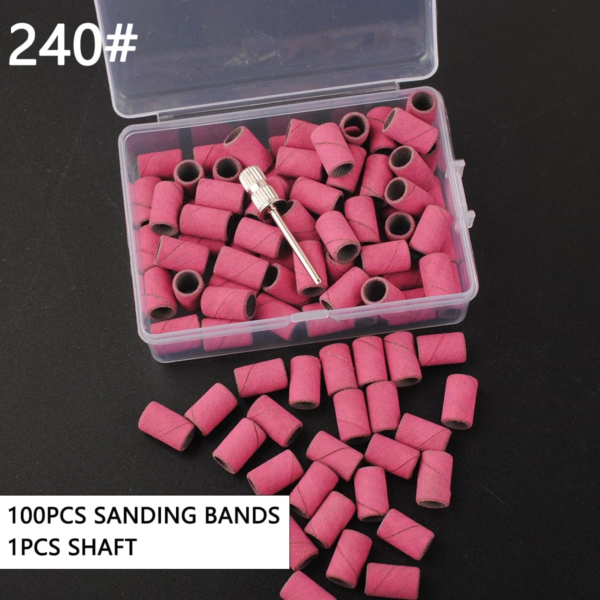 100Pcs Sanding Bands With 1Pcs Metal Shaft Set Nail Drill Bits For Remove Nail Polish Gel Dead Skin Calluses Cutter Drill Bit