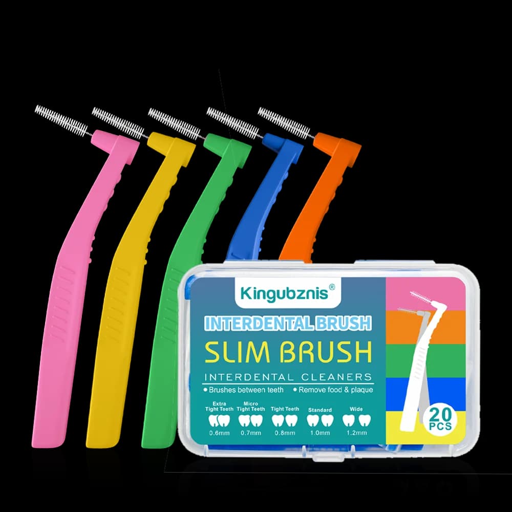 Kingubznis 20pcs Interdental Brush For Dental Orthodontics Clean Between Teeth Cleaning Tools Soft Mini Brush With Dust Cover