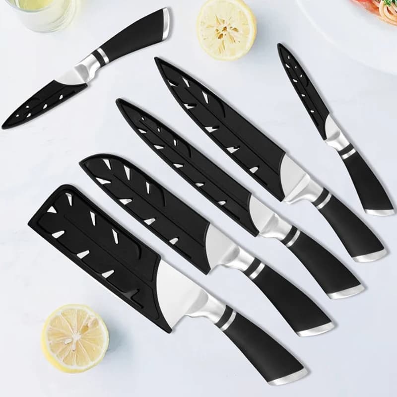 Fodero per coltelli da cucina da 3-8 pollici, coprilama in plastica nera, protezione per lama, custodia per coltelli, accessorio da cucina