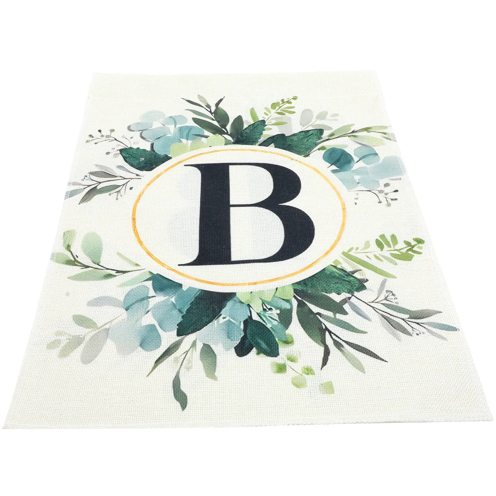Garden flag with letter B, linen fabric, tear resistant, with floral plant printing, outdoor decoration, spring decoration for the farm, to hang