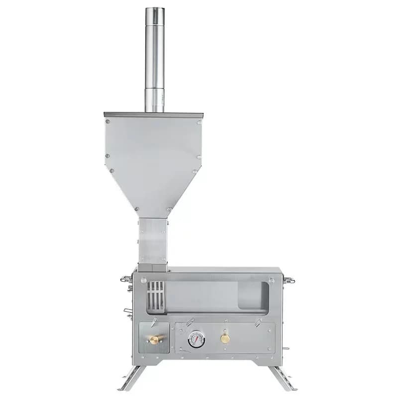 Forno da Cucina Portatile per Esterni in Acciaio Inox 304, 15L, Griglia con Vassoio Riscaldato, Stufa da Tenda, Accessori Premium per Campeggio a Legna