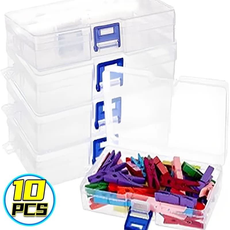 Scatola portaoggetti con serratura Contenitore impilabile in plastica trasparente Contenitore impilabile con coperchio per gioielli Scatola hardware per attrezzatura da cucito artigianale con perline