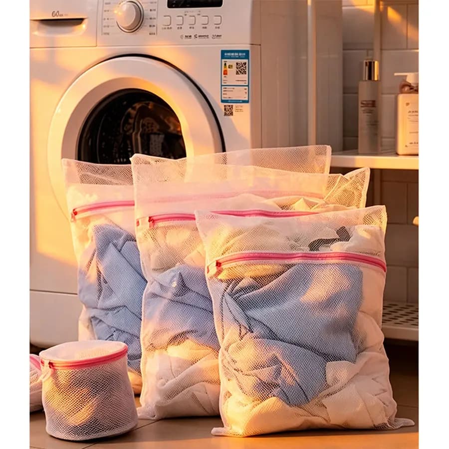 Delicates Laundry Mesh Wash Bags Set, Zipper Anti-Wear Lingerie Bra Socks Washing Net Bags, Reusable Garment Protection Laundry Bags for Washing Machine