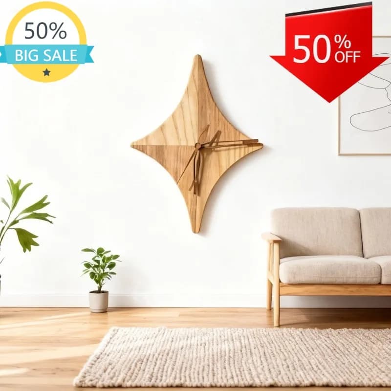 Modern and Simple Wall Clock, Creative Star Shape Design, Silent, For Living Room, Luxury Home Decorations in Nordic Style