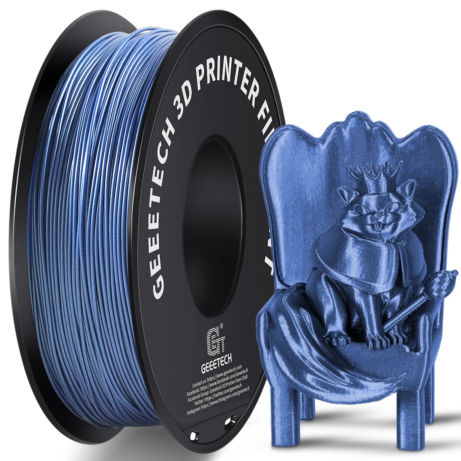 Geetech Sparkly PLA filament 1kg 1.75mm 3D printer plastic material, 0.03mm accuracy, multiple color, suitable for most FDM printers