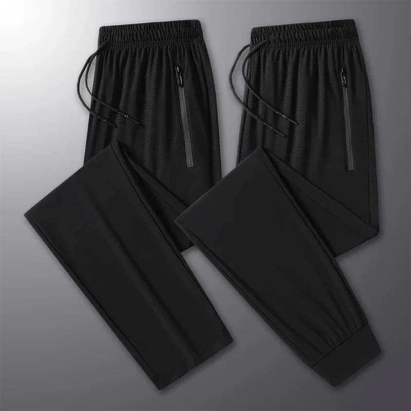 Nuovi Pantaloni da Uomo in Seta Ghiaccio alla Moda, Slim Fit, Gamba Dritta, 2 Pezzi, Leggeri e Traspiranti per Sport e Allenamento Estivo