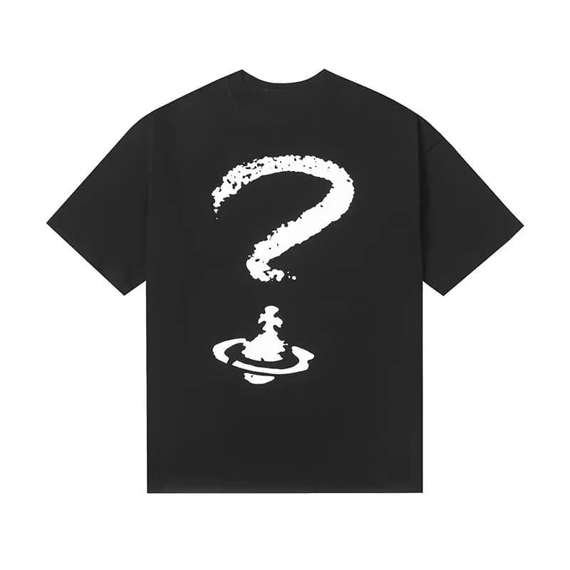Nuova Tendenza Europea 2026: T-shirt Unisex in Puro Cotone Traspirante con Stampa a Punto Interrogativo, Comoda e di Stile High-Street per l'Estate