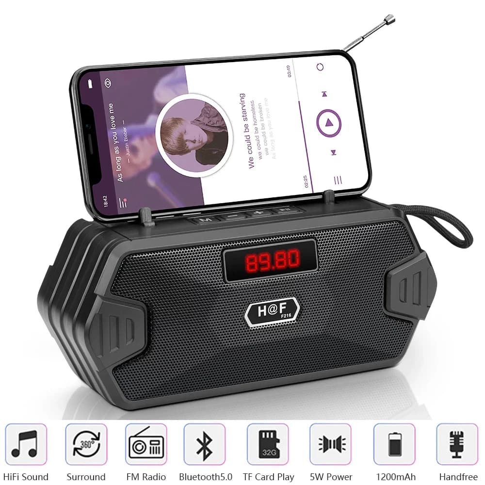 Bass Hifi Esterno Portatile Aux Senza Fili Bluetooth Altoparlante Radio Ricevitore FM Musica Cassa di Suono Subwoofer Mp3 Altavoces Bocina Audio