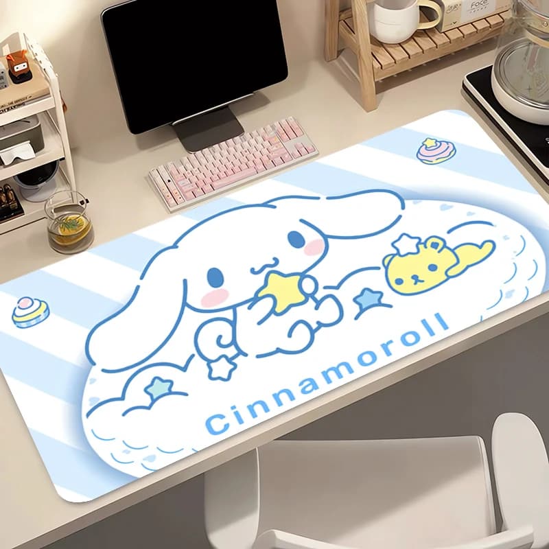 Tappetino per mouse da ufficio Cinnamoroll Kawaii Accessori da gioco Notbook Computer Speed Mini Pc Gamer Tappetino per tastiera Tappetino da scrivania Anime Mousepad