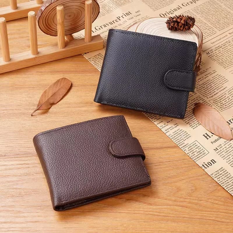 ISKYBOB Men's Wallet Multiple Card Slots ID/Credit Card Holder Fashion Vintage Business Coin Purses Snap Leather Male Wallets