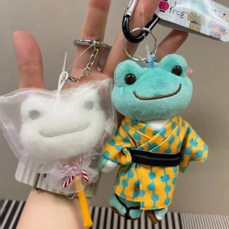 Cartone animato giapponese Punk Rane Peluche Portachiavi Kimono sorridente Froggy Bambola di pezza Neko Creativity Bag Ciondolo Zaino Fascino