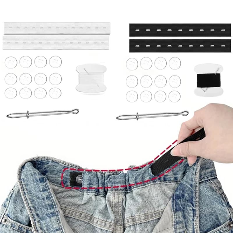 Set di 2 regolatori invisibili per cinture, strumenti da cucito, regolatori per fibbie per pantaloni senza cuciture
