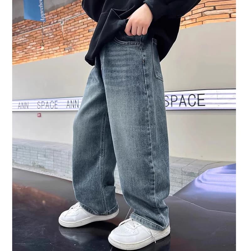 Jeans per Ragazzi 5-14 Anni, Pantaloni Larghi Primaverili, Pantaloni Dritti Autunnali, Pantaloni Casual Comodi, Pantaloni Sportivi alla Moda per Bambini