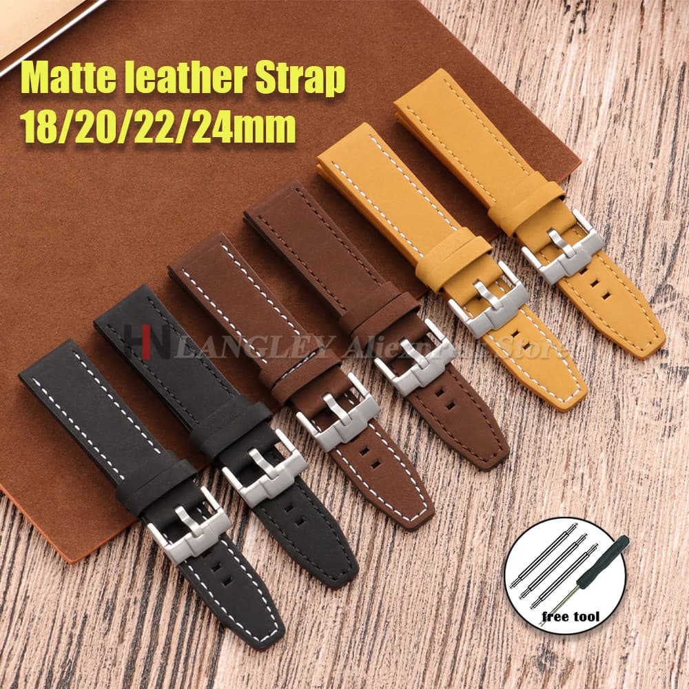 18mm/20mm/22mm/24mm Matte Retro Leather Watch Strap for Omega Fashion Business Style Men Woman Universal Replacement Wristbands