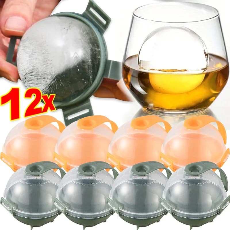 12/1 pz Stampo per palline di ghiaccio Stampo per cubetti di ghiaccio rotondo per cocktail di whisky Modello di hockey a rilascio facile Forniture per utensili da cucina per la casa fai da te