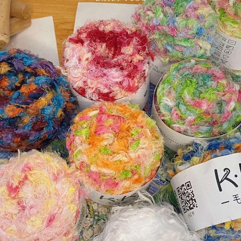 50g Colorful Yarn Feather Thread Handmade Diy Bag Sweater Scarf Dreamcatcher Special Wiring Yarn Thread Dopamine Color Line