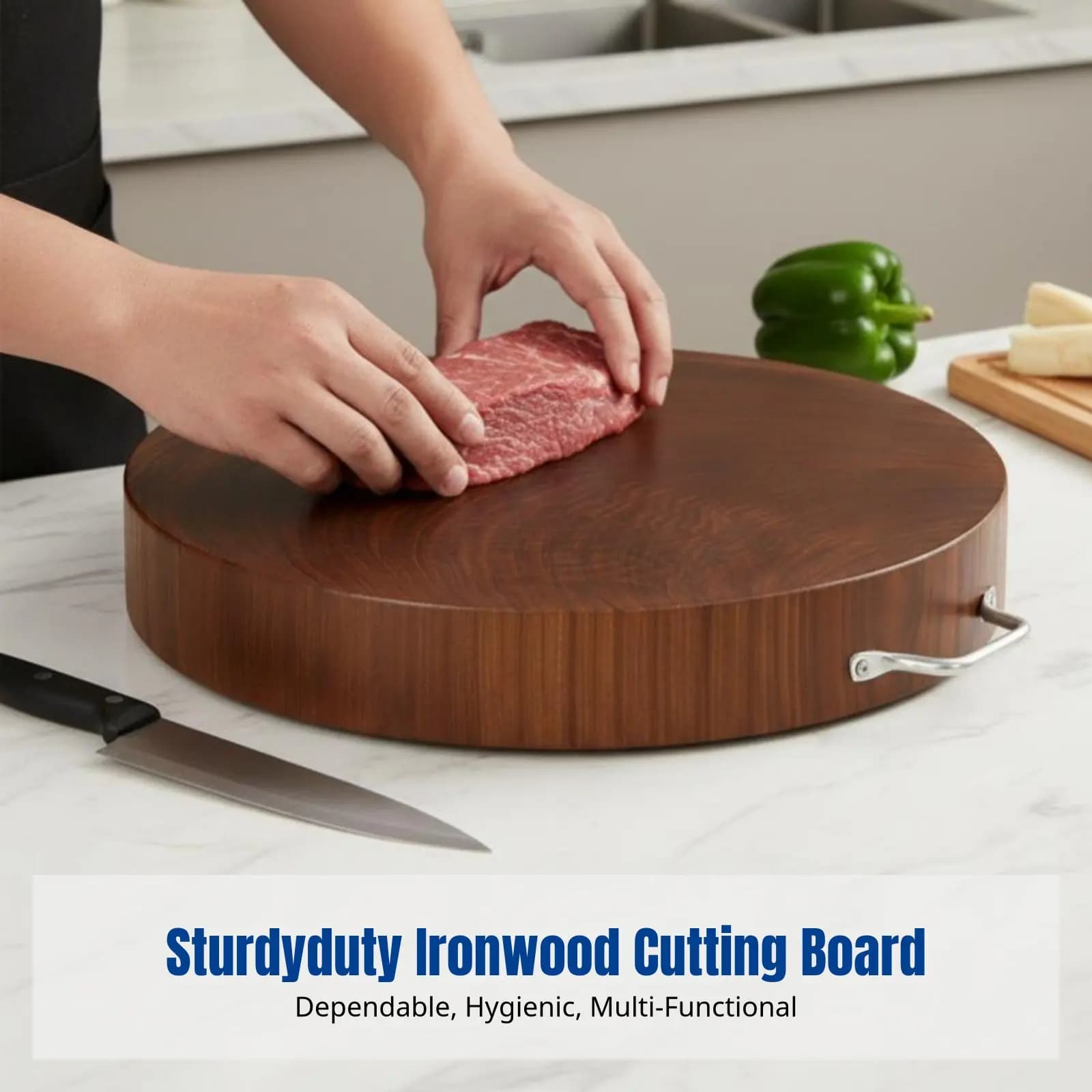 Tagliere in Legno di Ironwood, Legno Spesso e Resistente, Per Uso Domestico e Cucina Commerciale